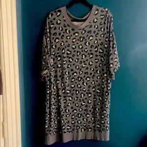 Soft and comfy Leopard Print Oversized Nightshirt with pockets